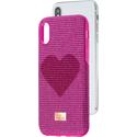 Swarovski Crystalgram iPhone® X/XS:Telefon Hátlap Pink Heart Swarovski Crystalgram iPhone® X/XS:Telefon Hátlap Pink Heart