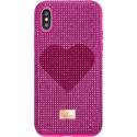Swarovski Crystalgram iPhone® X/XS:Telefon Hátlap Pink Heart Swarovski Crystalgram iPhone® X/XS:Telefon Hátlap Pink Heart