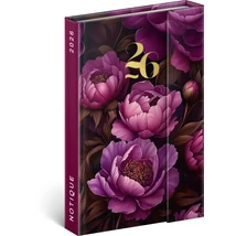 Realsystem Mágnessel záródó heti naptár, 2026 - Purple Flowers