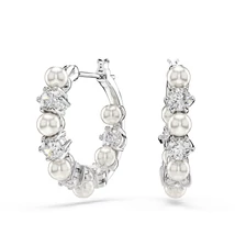 Swarovski Matrix: Fülbevaló Pearl Hoops White/Rhs