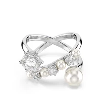 Swarovski Matrix: Gyűrű Pearl Open White/Rhs 58