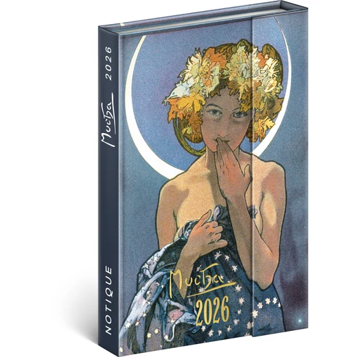 Realsystem Mágnessel záródó heti naptár, 2026 - Alphonse Mucha