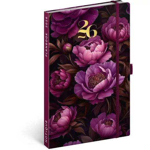 Realsystem Design heti naptár/notesz, 2026 - Purple Flowers