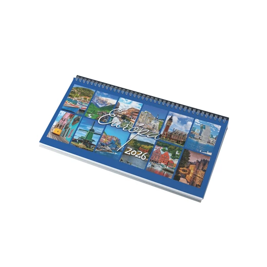 Realsystem Képes asztali naptár, Európa, 2026 - Kék